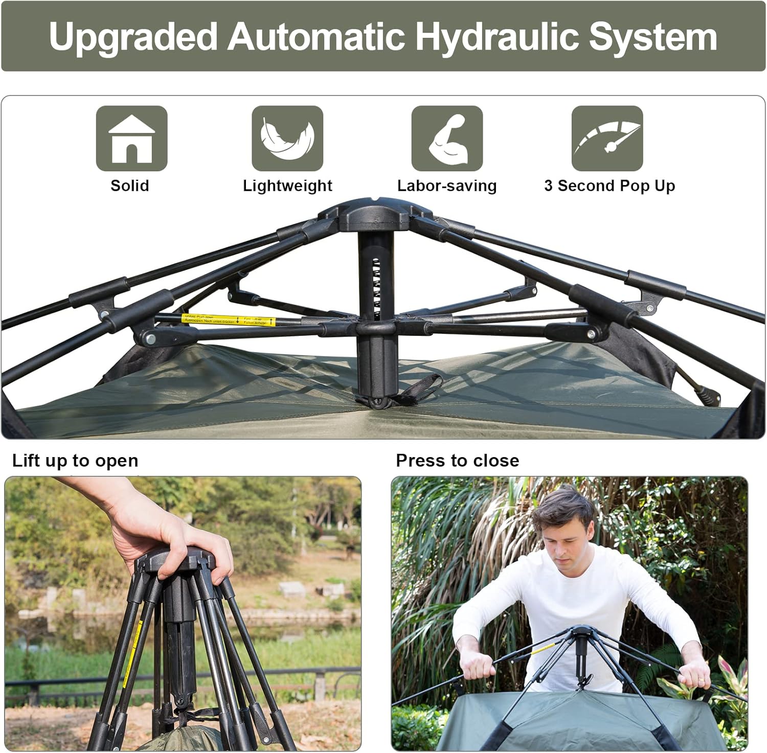 Instant Pop Up Tents for Camping, 2-3 Person Camping Tent Automatic 60s Setup Dome Tent