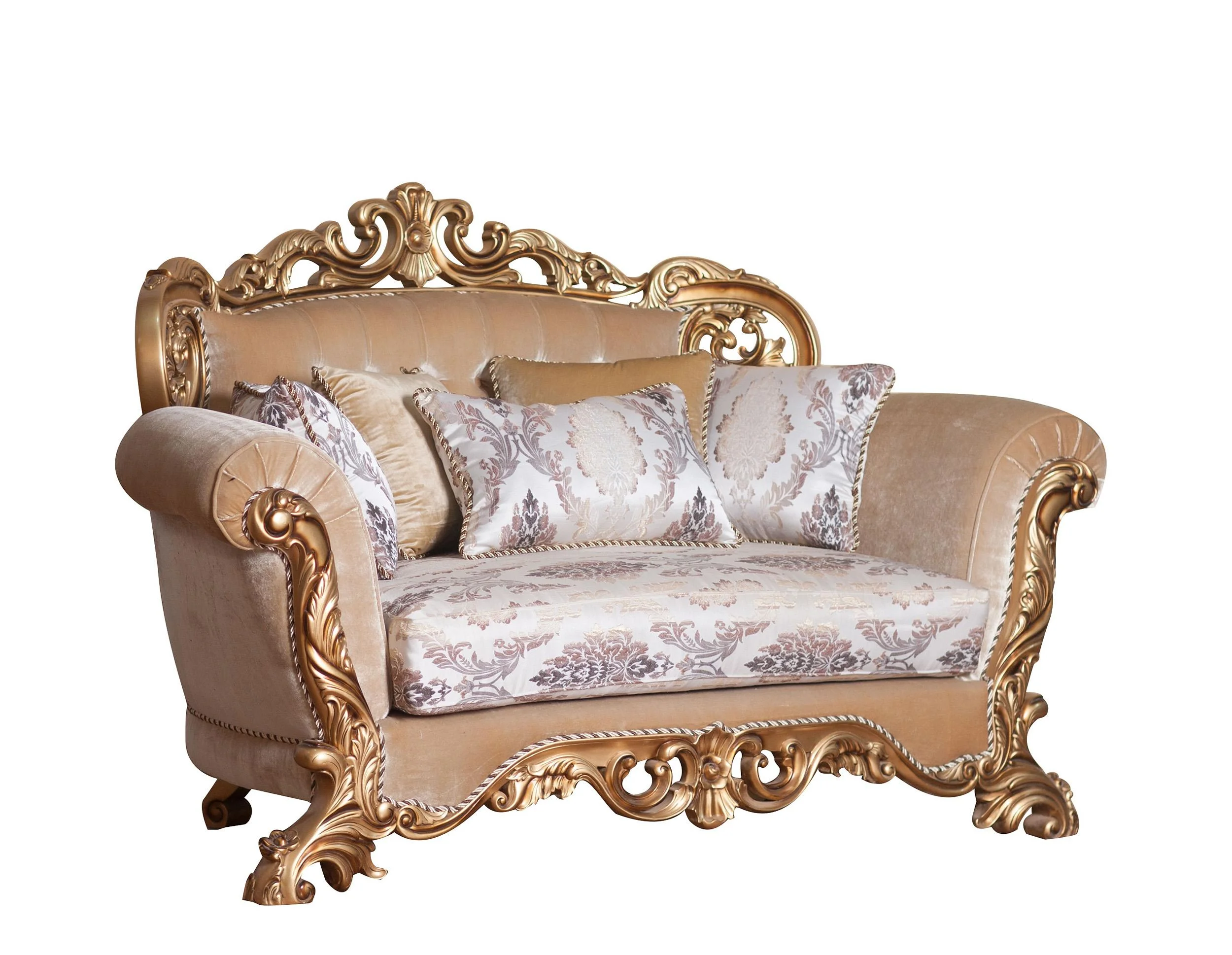 Luxury Antique Bronze Wood Trim VENEZIA Sofa Set 3 EUROPEAN FURNITURE Classic
