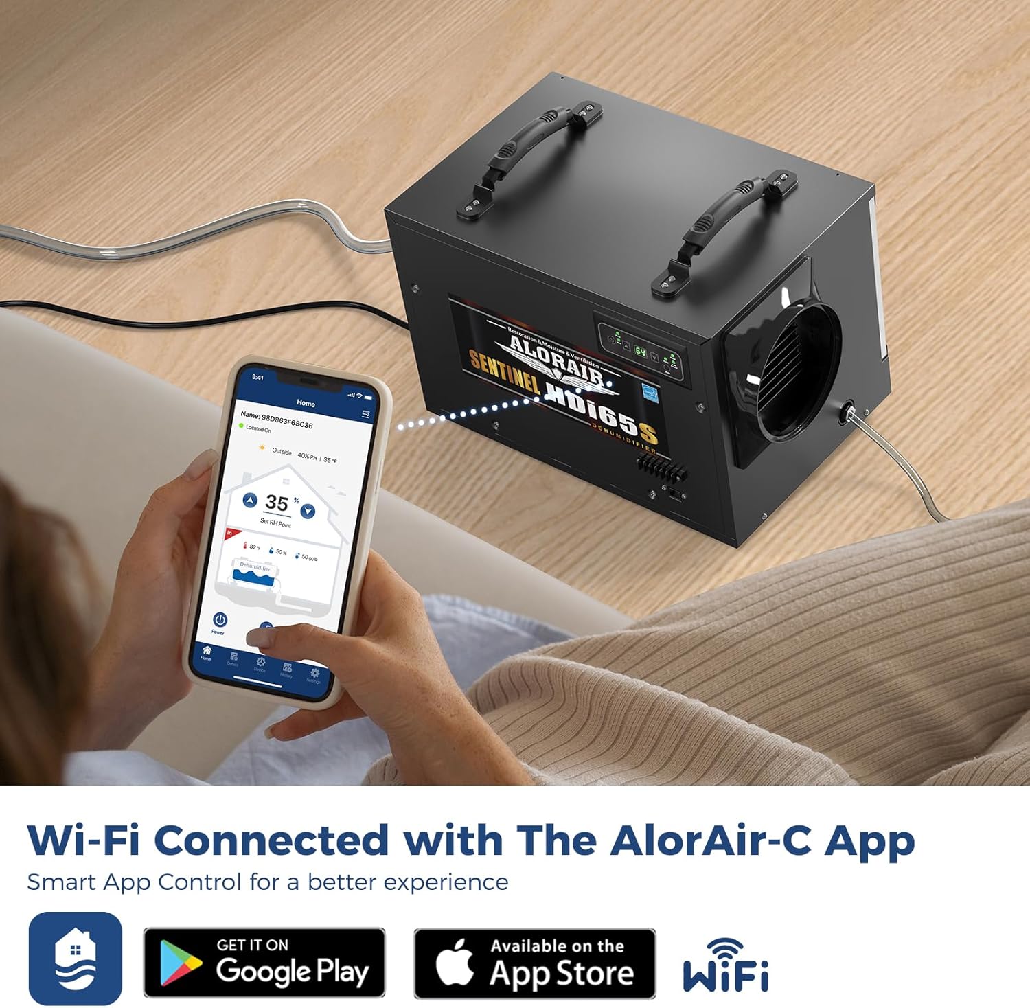ALORAIR Crawl Space Dehumidifiers, 120 PPD Energy Star Wi-Fi APP Controls Crawlspace Dehumidifiers with Pump and Hose