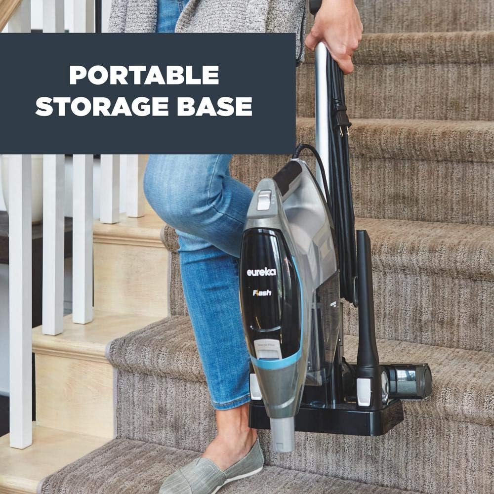 Eureka Flash Lightweight Stick Vacuum Cleaner,15KPa Powerful Suction, 2 in 1 Corded Handheld Vac for Hard Floor and Carpet, Blue
