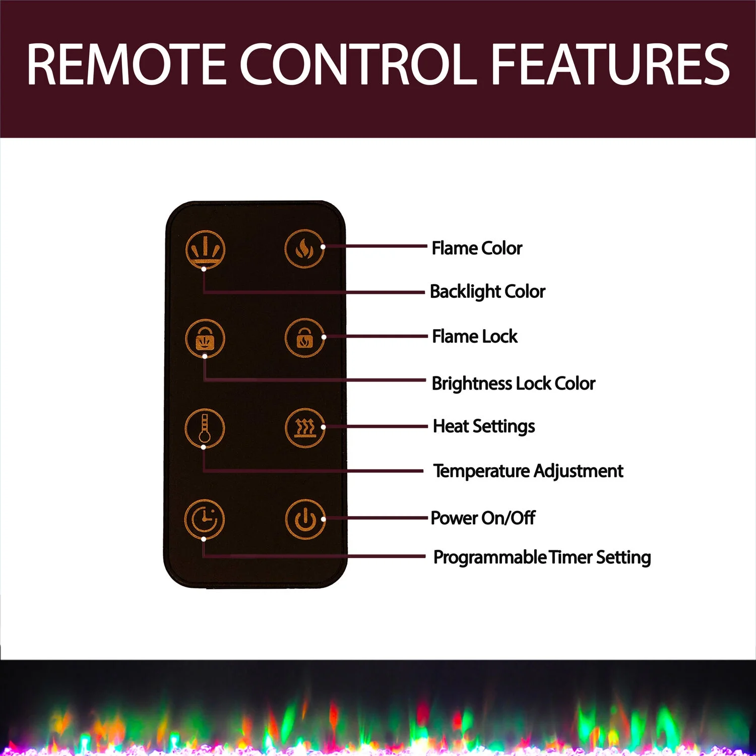 Cambridge 48"x14"x38" Traditional Shelby Electric Fireplace Mantel with Remote Control, Enhanced, Deep Crystal Insert with Color Changing LED Lights