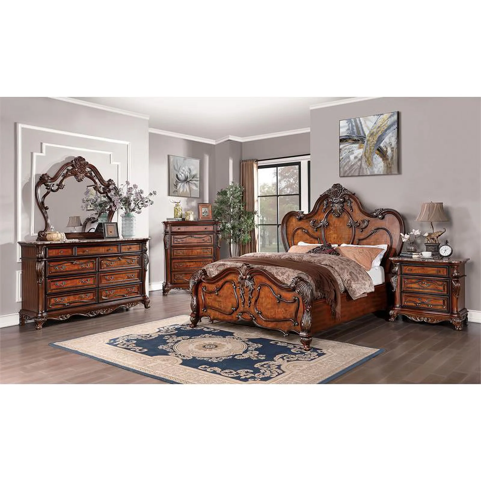 Furniture of America Velyn Traditional Wood 3-Drawer Nightstand in Dark Oak