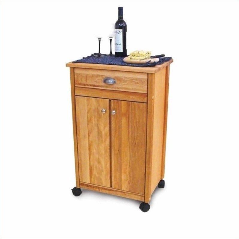 Pemberly Row Birch Hardwood Cuisine Butcher Block Kitchen Cart in Natural