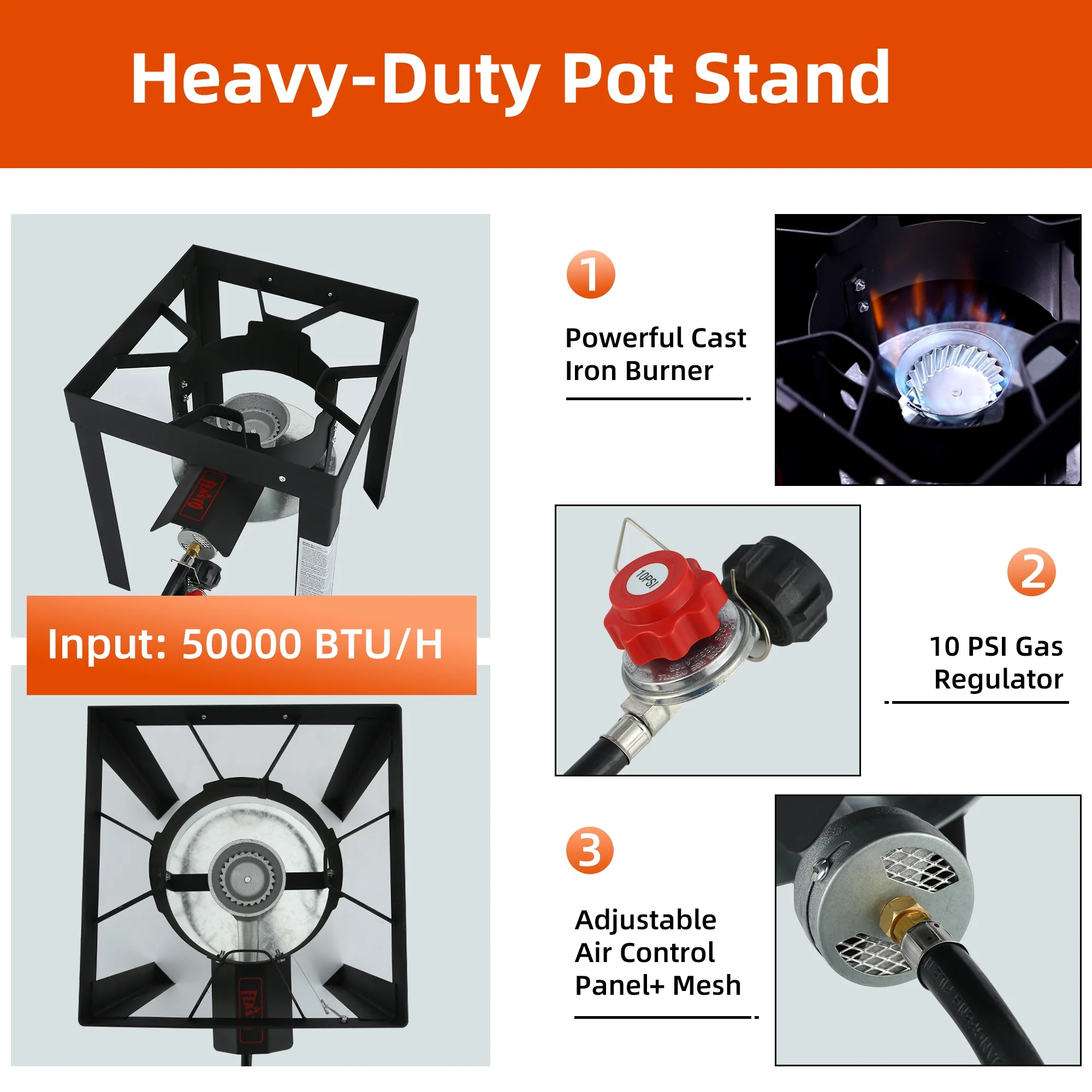 FEASTO  10 Qt Aluminum Pots Set, Electronic Ignition,55000BTU Propane Burner for Outdoor Cooking