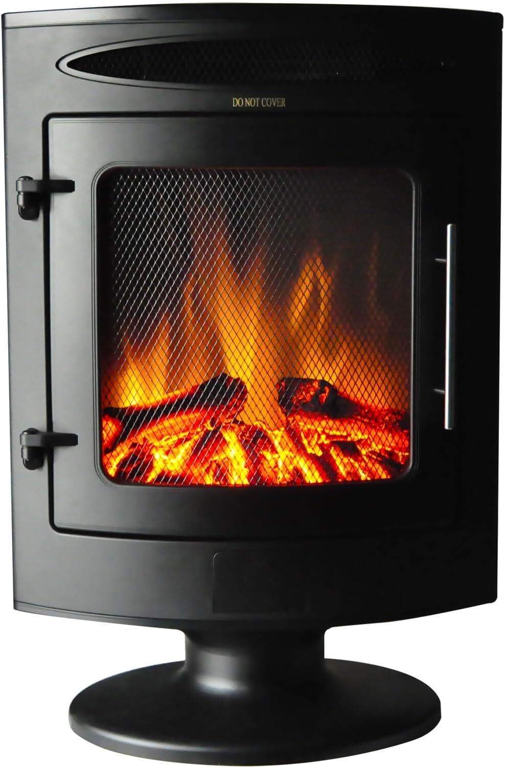 Hanover Fireside 1500W Black Steel Freestanding Electric Fireplace with Log Display and Realistic Flames