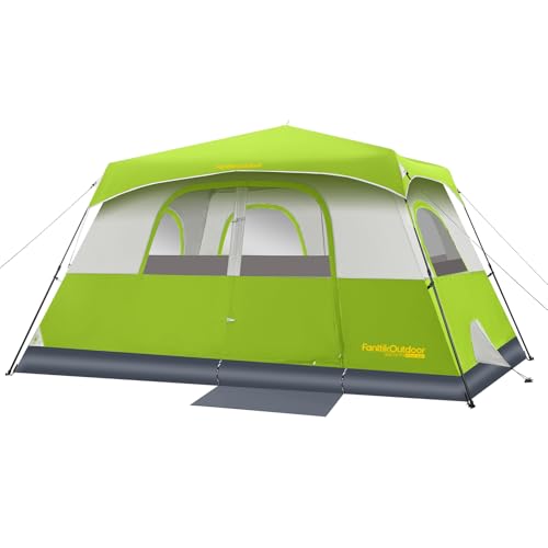 FanttikOutdoor Camping Tent 4/6/8/10 Person Instant Cabin Tent Setup in 60 Seconds with Rainfly & Windproof Portable with Carry Bag for Family