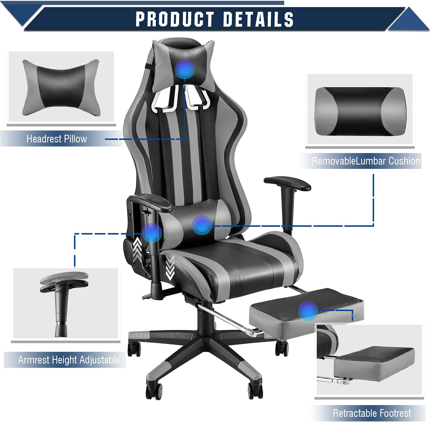 Soontrans Racer Style Gaming Chair with Footrest,Gamer Chair, Game Chair