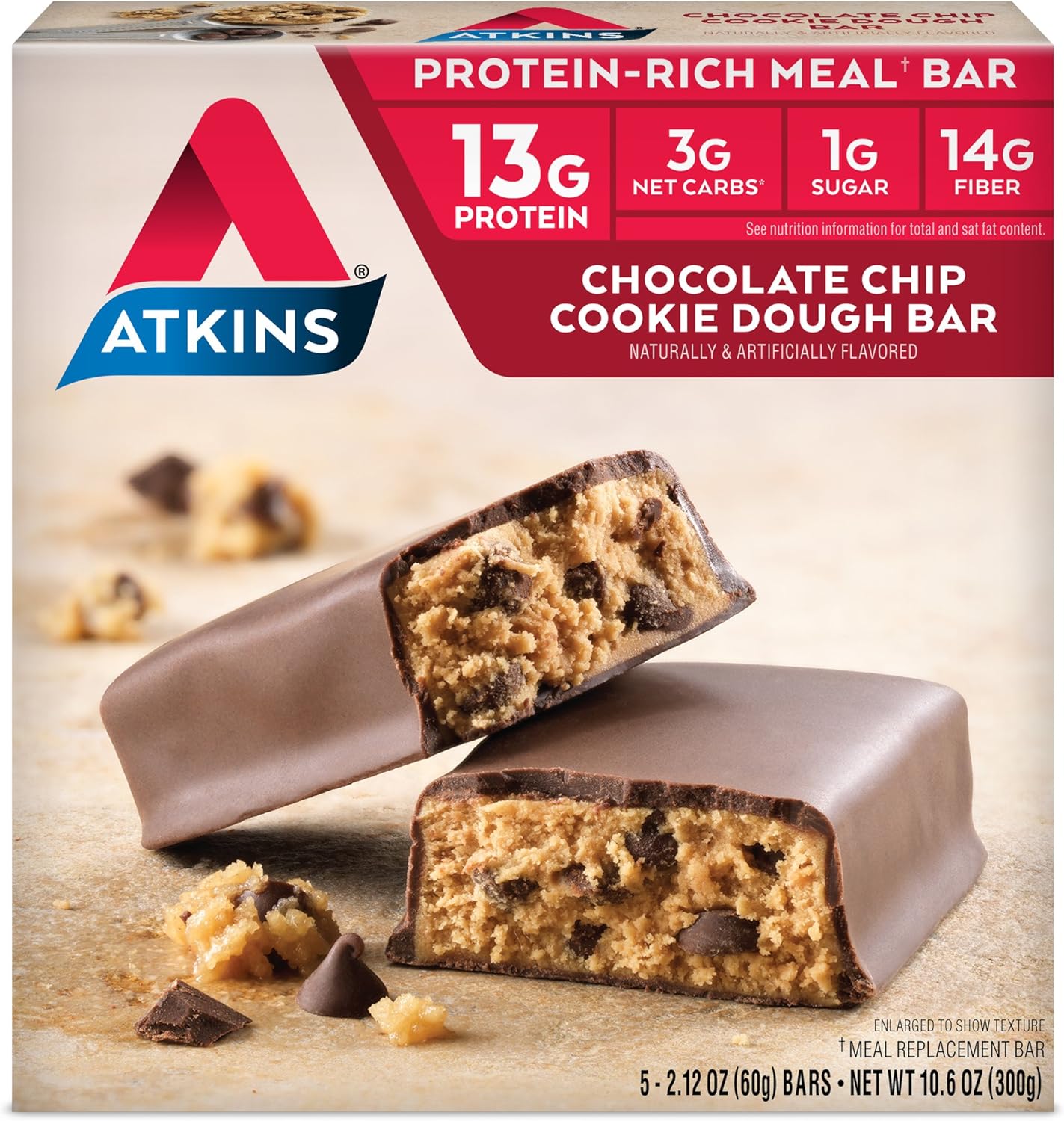 Atkins S'Mores Protein Meal Bar, Crispy Creamy with Real Almond Butter, KetoFriendly, 30 Bars Pack of 2