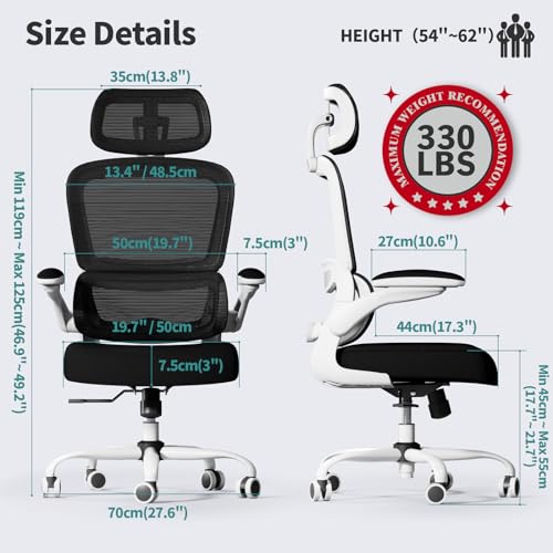 TRALT Office Chair Ergonomic Desk Chair, 330 LBS Home Mesh Office Desk Chairs with Wheels, Comfortable Gaming Chair