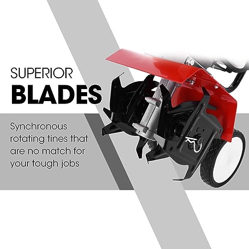 Rototiller Gas Powered 2 Stroke with 1.2L Fuel Tank, 52cc 9000RPM Tiller Cultivator with 7.8-Inch Width, 6-Inch Depth Work