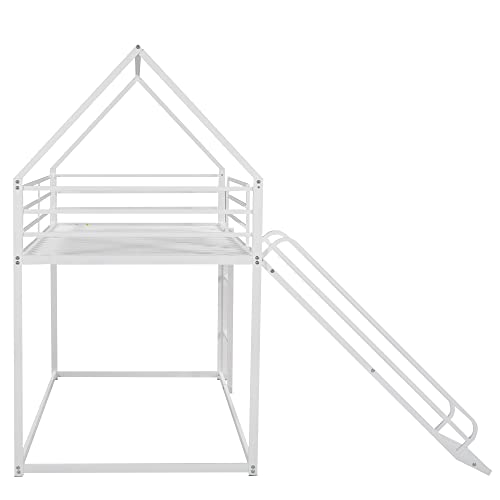 Kids Twin Over Twin Bunk Beds with Slide and Trundle, Solid Wood Bunk Bed Frame with Stairs and Storage