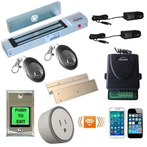 Visionis FPC-5206-VS One Door Access Control Outswinging Door 300lbs Electromagnetic Lock with Wireless Receiver and Remote and Smartphone Controlled