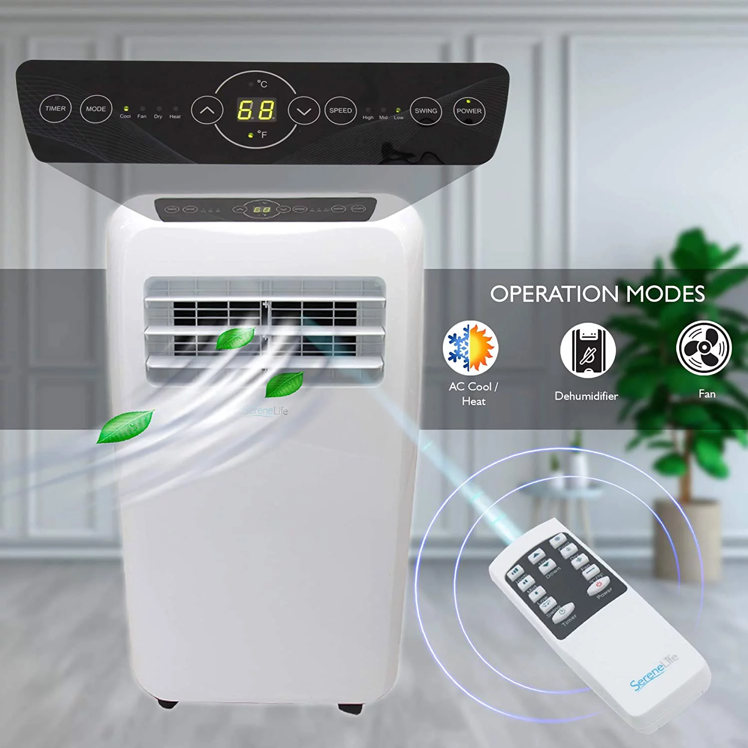 SereneLife SLACHT128 Portable 12000BTU Room Air Conditioner & Heater (2 Pk)