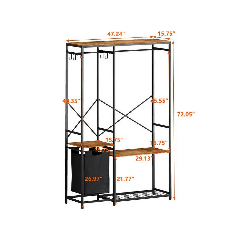 Portable Wardrobe Clothes Rack, Freestanding Clothing Rack with Bottom Mesh Storage Rack