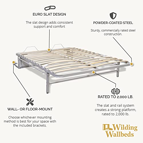 Deluxe Murphy Bed Frame (Queen) Vertical Wallbed, Powder-Coated Steel Frame for Folding Cabinet, Pull-Out Bed, Hidden Bed