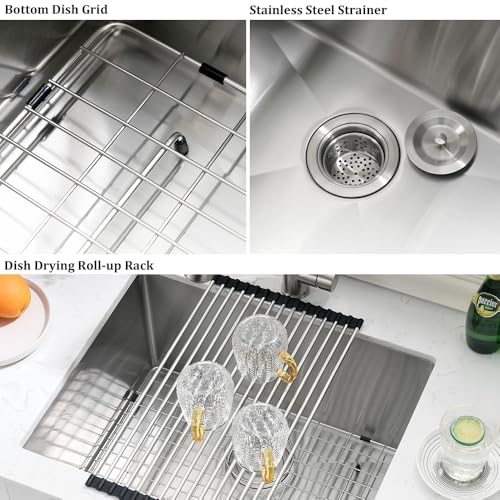 Stainless Steel Laundry Sink Undermount-VASOYO 23x18x13 Undermount Laundry Sink Stainless Steel Utility Sink 16 Gauge Single Bowl Laundry Room Sink