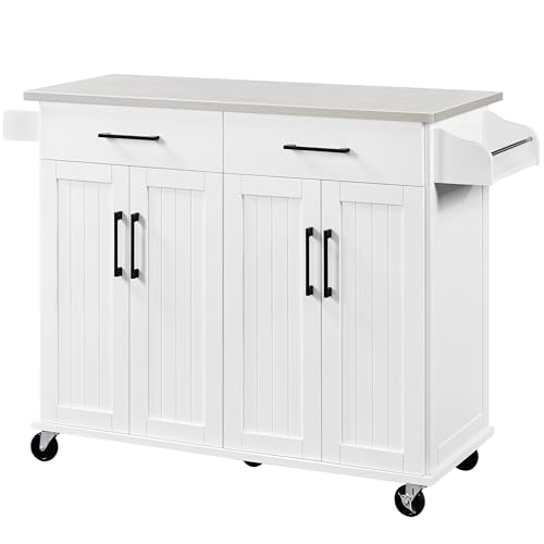 Yaheetech Kitchen Island Cart with Storage & Stainless Steel Countertop