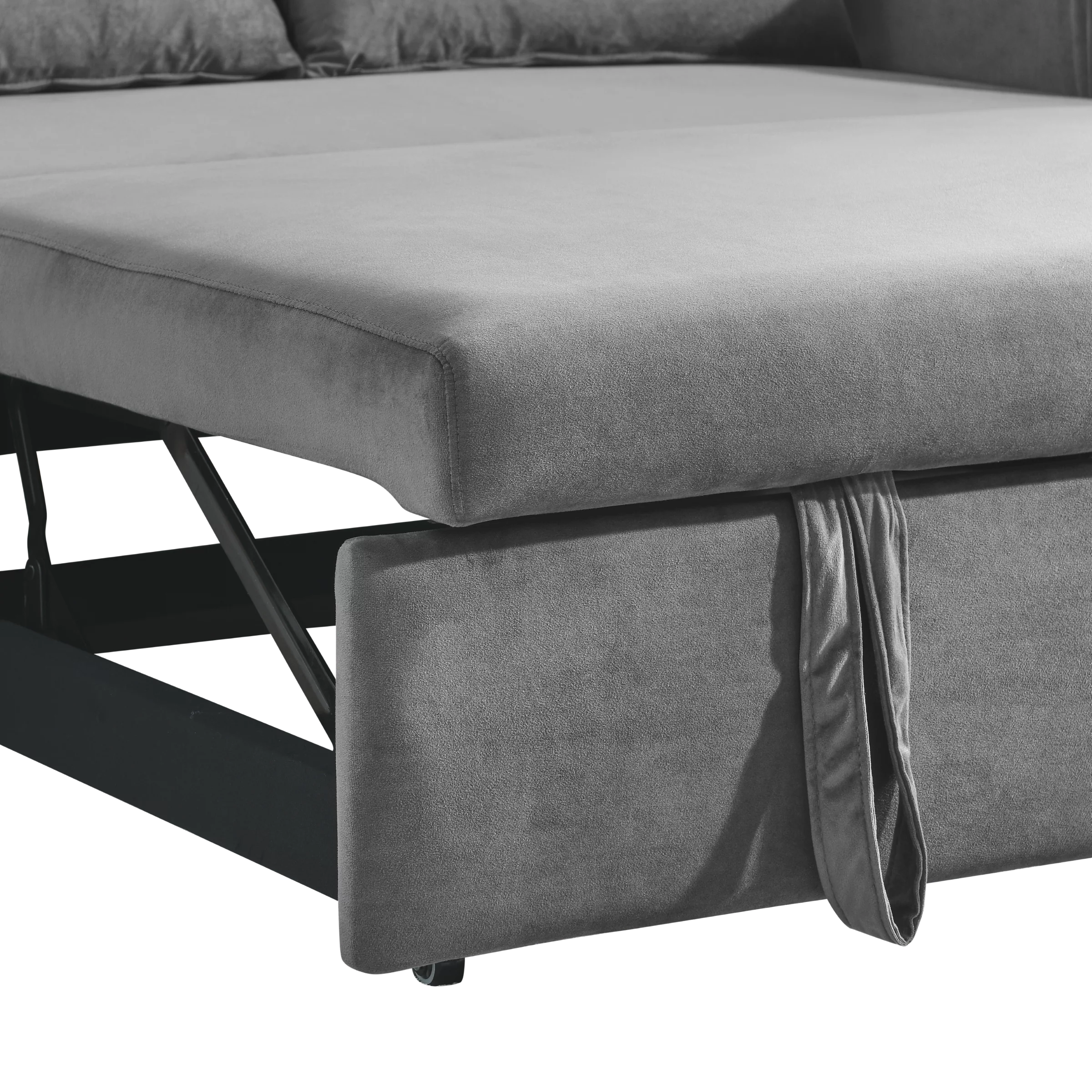 Modern Velvet Convertible Pull Out Sleeper Sofa Bed, Folding Loveseat Couch with Side Storage Pockets Pillows for Living Room Bedroom Apartment