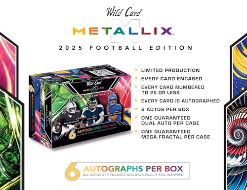 2025 Wild Card Metallix Pro-Look Football Hobby Trading Card Box (6 Encased AUTOGRAPHED Cards Per Box)