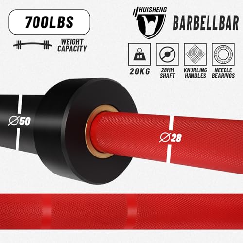 HUISHENG 7ft Olympic Barbell Bar for Weightlifting, 2 Inch 45 lb Barbell for Squats, Deadlifts, Presses, Rows, Curls, Weight Bars for lifting