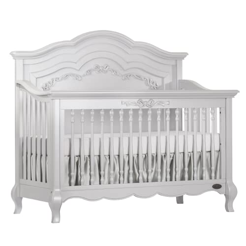 Evolur Aurora 5-in-1 Convertible Crib in Frost, Greenguard Gold Certified, Features 3 Mattress Height Settings, Sturdy and Spacious Baby Crib
