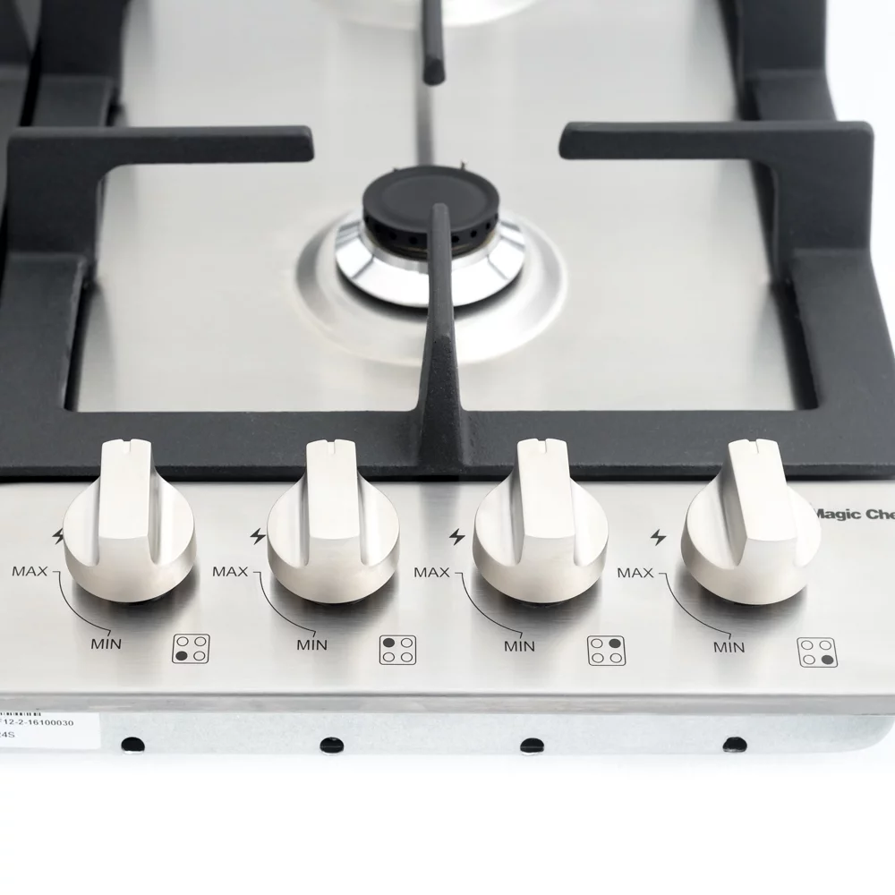 Magic Chef 24 Inch Gas Cooktop with 4 Burners, Stainless Steel