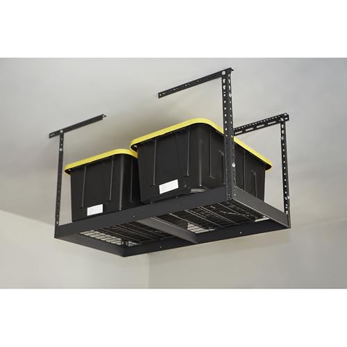 Klutch Gladiator Overhead Garage Storage Rack &mdash; Adjustable Height, 96in.L x 48in.D x 23&ndash;37in.H