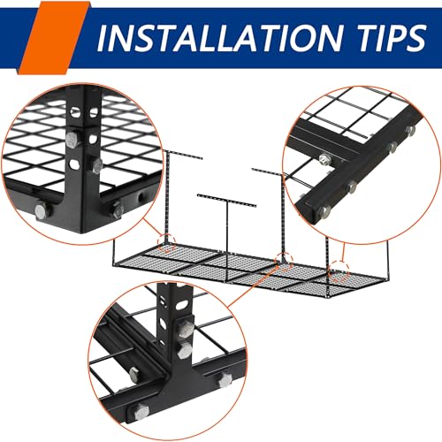 3 x 8FT Overhead Garage Storage Rack,Adjustable Ceiling Storage Racks,Garage Shelving Heavy Duty Storage Organizer System