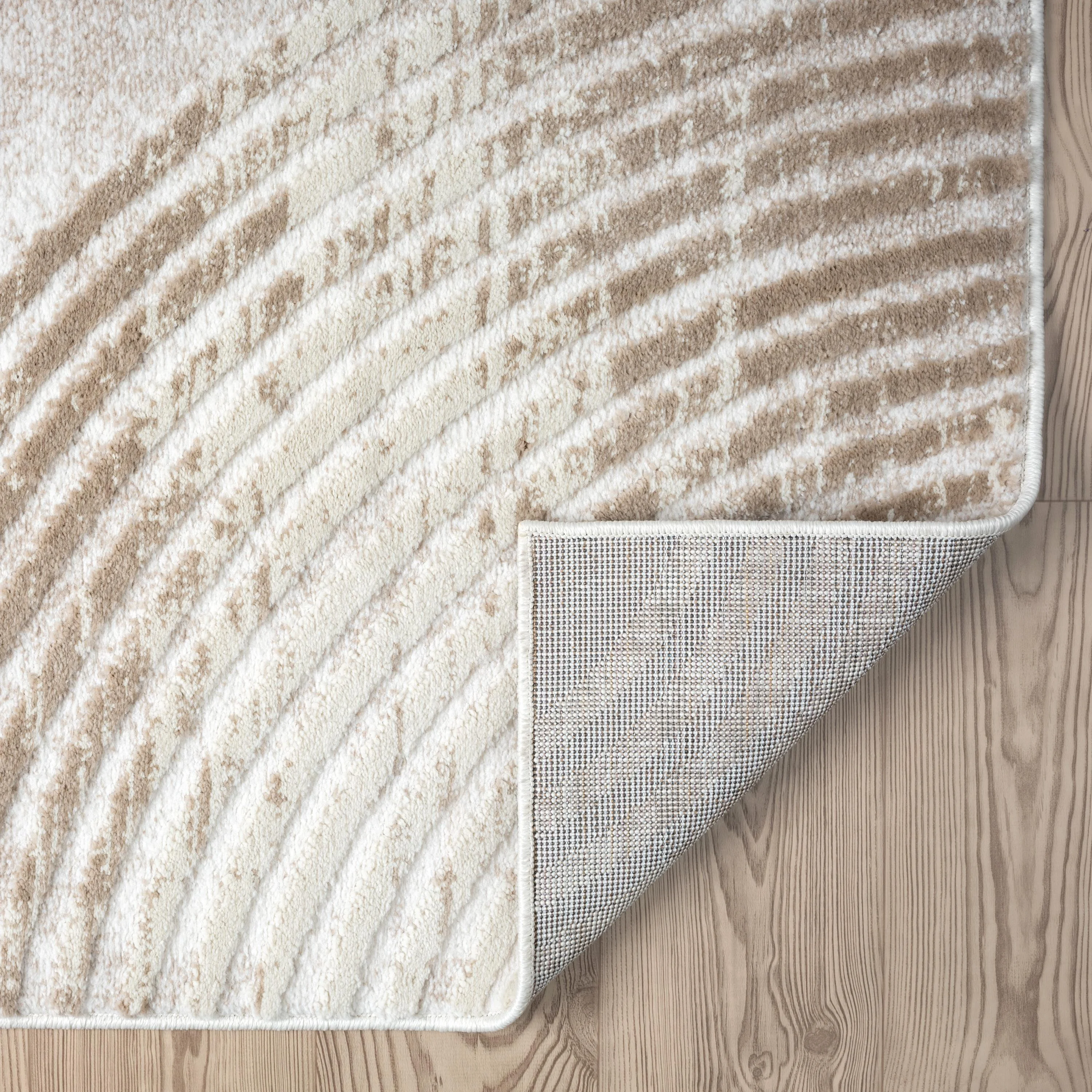 Abani Viva Collection Area Rug Mid Century Modern Bedroom Living Room Decor Floor Rug 8 x 10 Cream - Curated Treasures Market