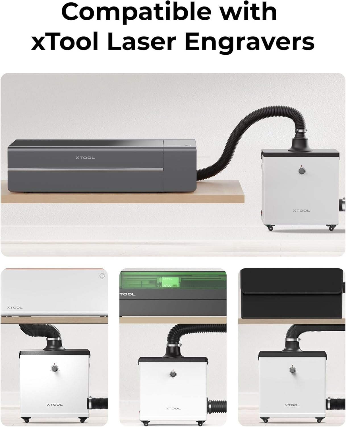 xTool Smoke Purifier for M1/S1/D1 Pro Laser Engraver, Fume Extractor for xTool D1 Pro (Use with Enclosure) and Most Enclosed Laser Cutter