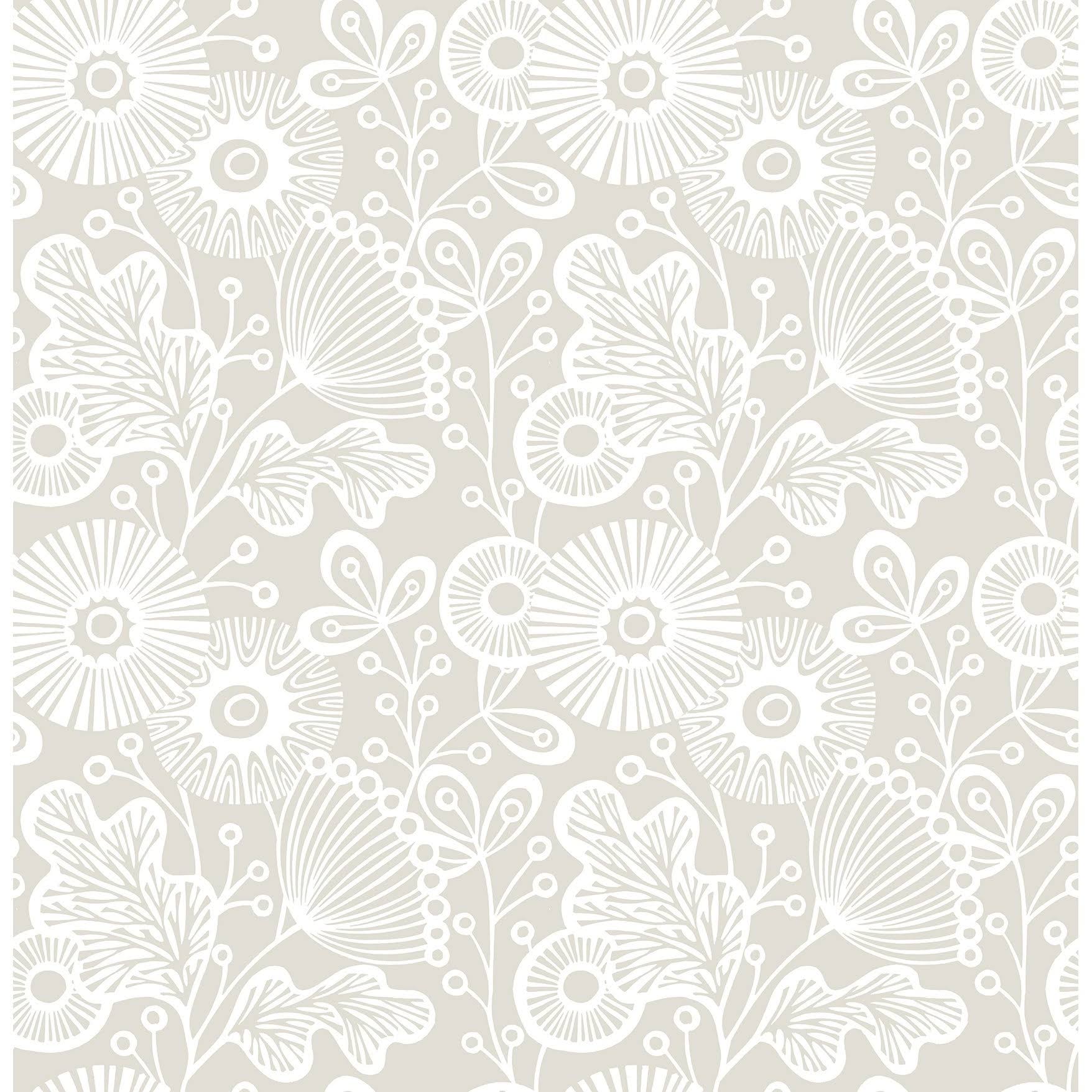 Burr Cream Floral Wallpaper - Taupe
