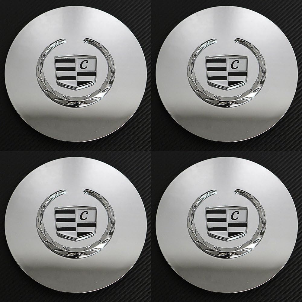 OxGord Center Caps Compatible with 96-05 Cadillac DeVille, 01-02 DHS, 00-08 DTS, 95-02 El Dorado, 95-02 Seville (Pack of 4) Wheel Covers