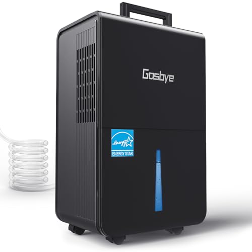 Gasbye Energy Star Dehumidifier for Basement with Drain Hose, Max 115 Pints/Day Dehumidifier for Large Room, Powerful Humidity Control, Easy Drainage