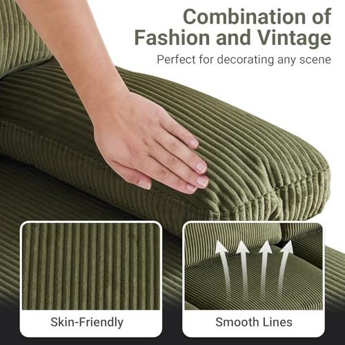 VINGLI 110" Sectional Couches for Living Room,U Shaped Couch with Double Chaise, 4-Seat Sofa Set with Chenille Fabric for Home Furniture,Forest Green