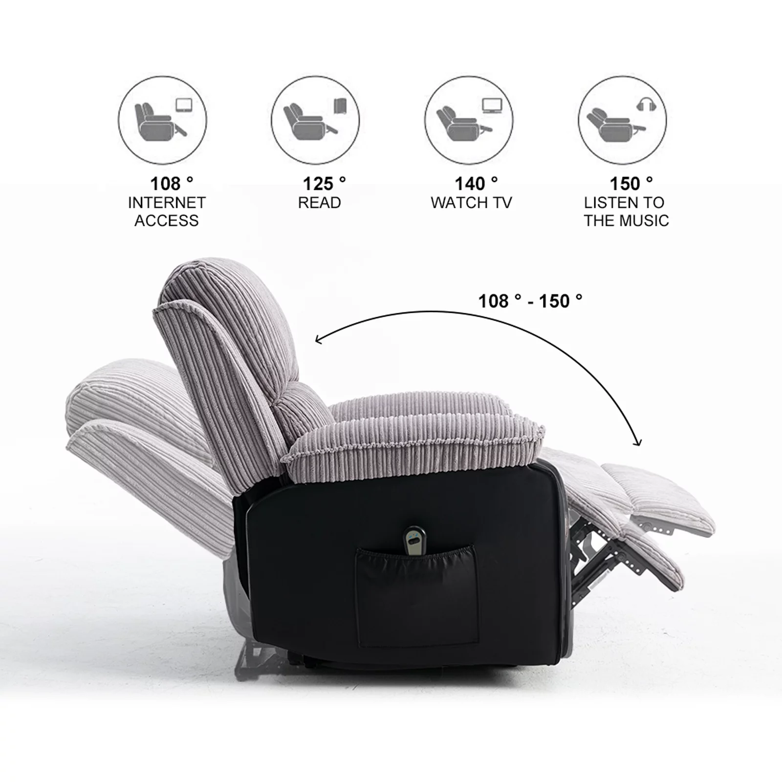 Highsound Electric Lift Recliner With Heat and Massage, Heavy Lounge Chair With Padded Arms and USB, Suitable for The Elderly