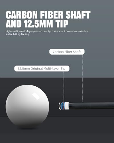 CRICAL Carbon Fiber Pool Cue Stick 58" Billiard Cue Sticks Professional Low Deflection Pool Sticks with 3/8 * 8 Pin Joint and 12.5mm Tip
