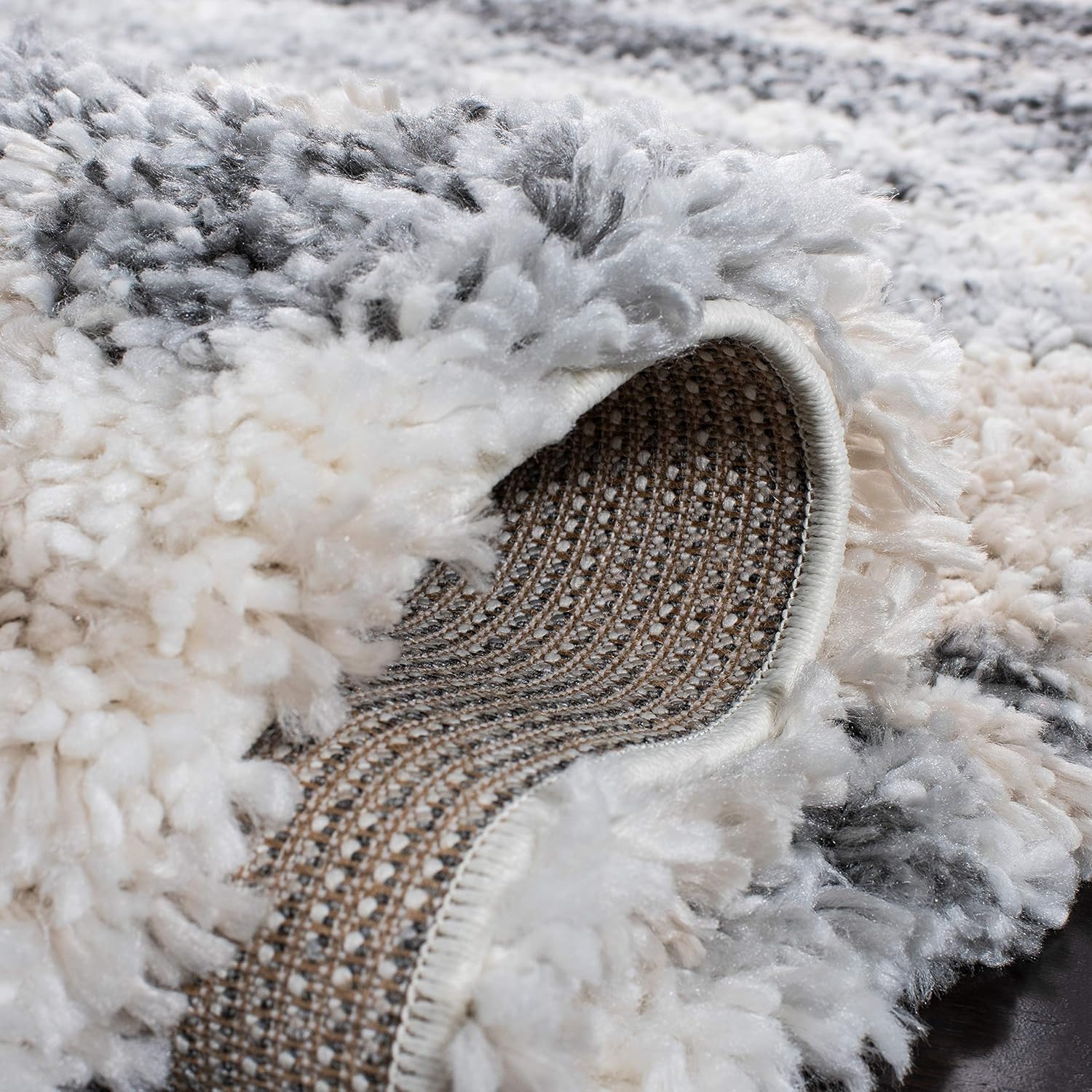 SAFAVIEH Fontana Shag Collection Area Rug - 8' x 10', Grey & Ivory, Modern Design, Non-Shedding & Easy Care