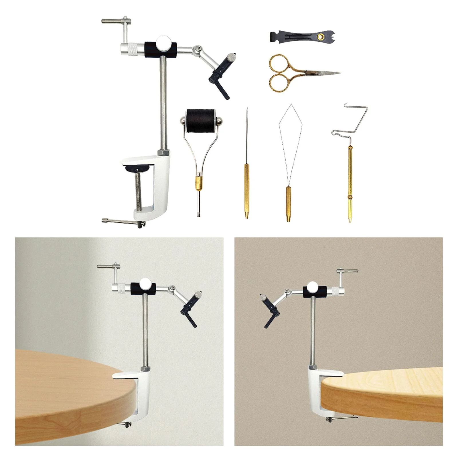 Rotary Fly Vise Lightweight Holder Fly Tying Thread Tool Fly Tying Set Jigs Travel Outdoor Flying Tie Vise Bobbin Heavy Duty Fly Tying Tool