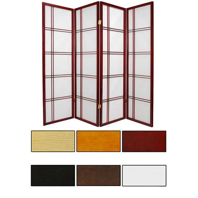 Oriental Furniture 5 ft. Tall Double Cross Shoji Screen - 5 Panel - White