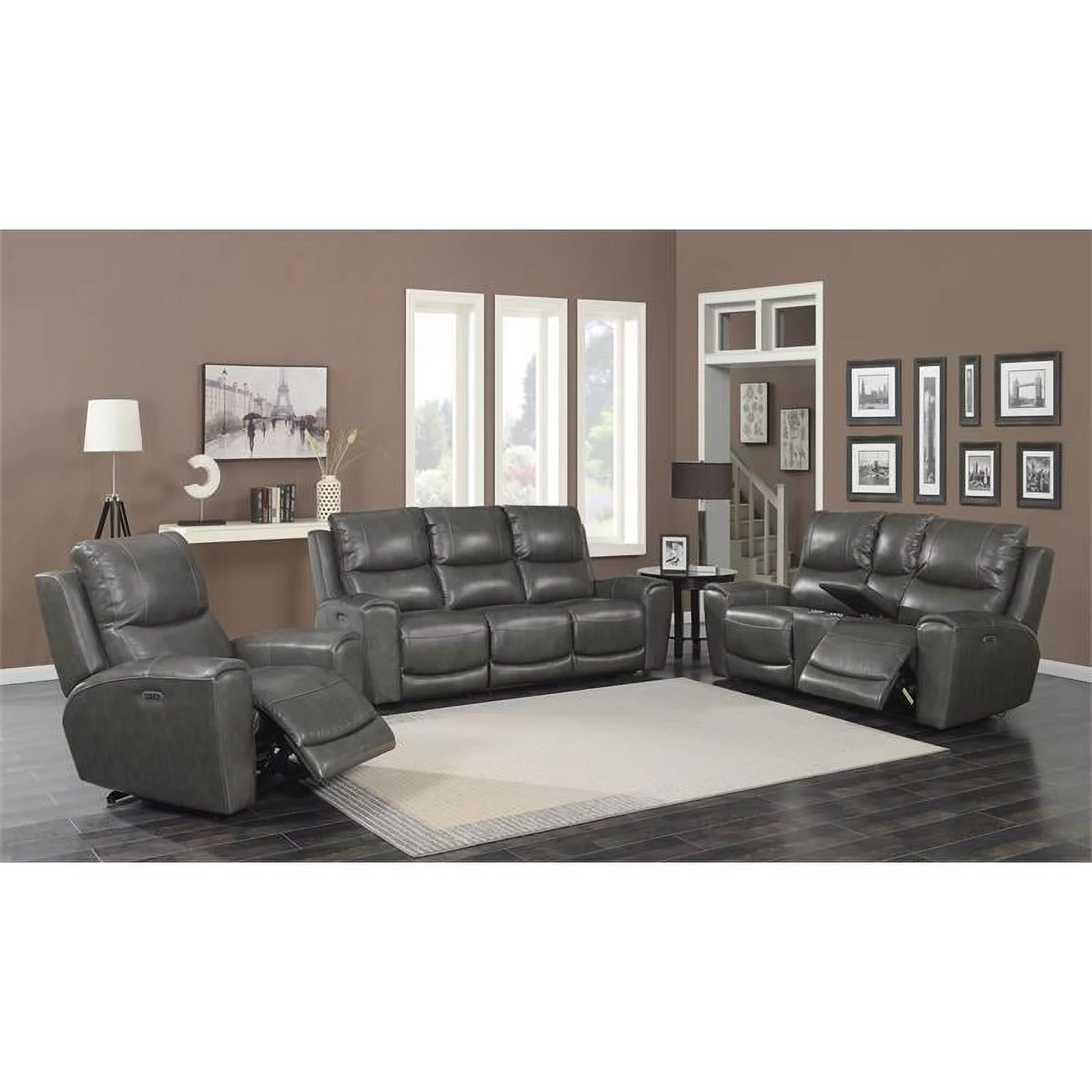 Bowery Hill Leather Power Reclining Sofa