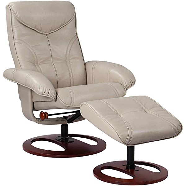 Newport Taupe Swivel Recliner and Slanted Ottoman