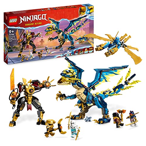 LEGO 71796 Ninjago The Elemental Dragon Against Empress' Robot Large Construction Toy for Christmas, with Figures and 6 Ninja Minifigures