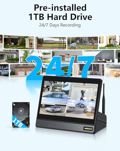 Dual Antennas for Wi-Fi Enhanced AI Human Detected 2K 3.0MP Wireless Security Camera System, Surveillance DVR Kits with 2TB Hard Drive