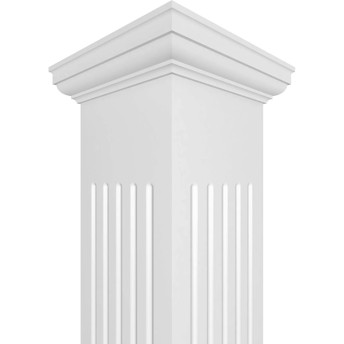 Ekena Millwork 8"W x 8'H Premium Square Non-Tapered Fluted PVC Endura-Craft Column Wrap Kit, Tuscan Capital & Base
