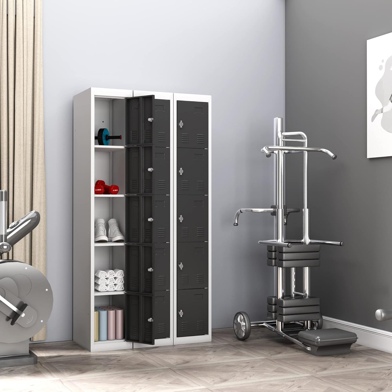 GangMei Steel Locker Storage Cabinet, Metal Wall Lockers for School, Gym, Home, Storage Cabinet Perfect for Office (5 Door)