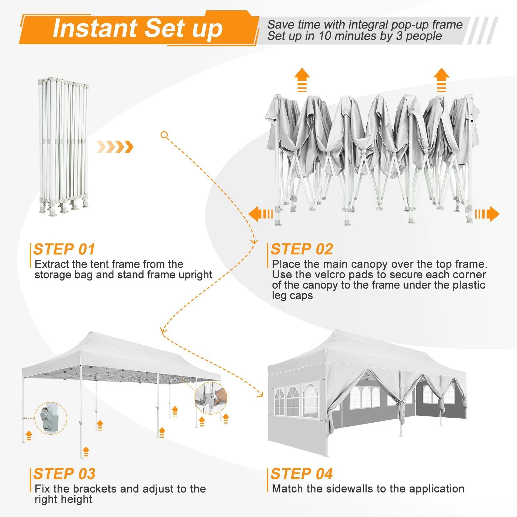 SANOPY 10'x30' EZ Pop Up Outdoor Canopy, Commercial Heavy Duty Party Canopy