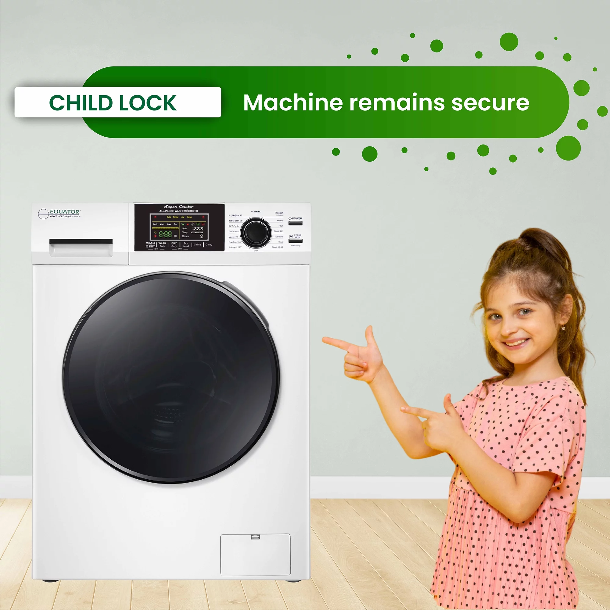 Equator Fully Built-in All-in-One Combo Washer-Dryer Ventless 1.62 cf/15lbs 110V White