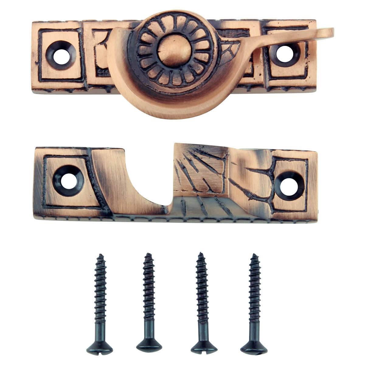 Renovators Supply 12 Ornate Solid Brass Window Sash Lock Antique Brass
