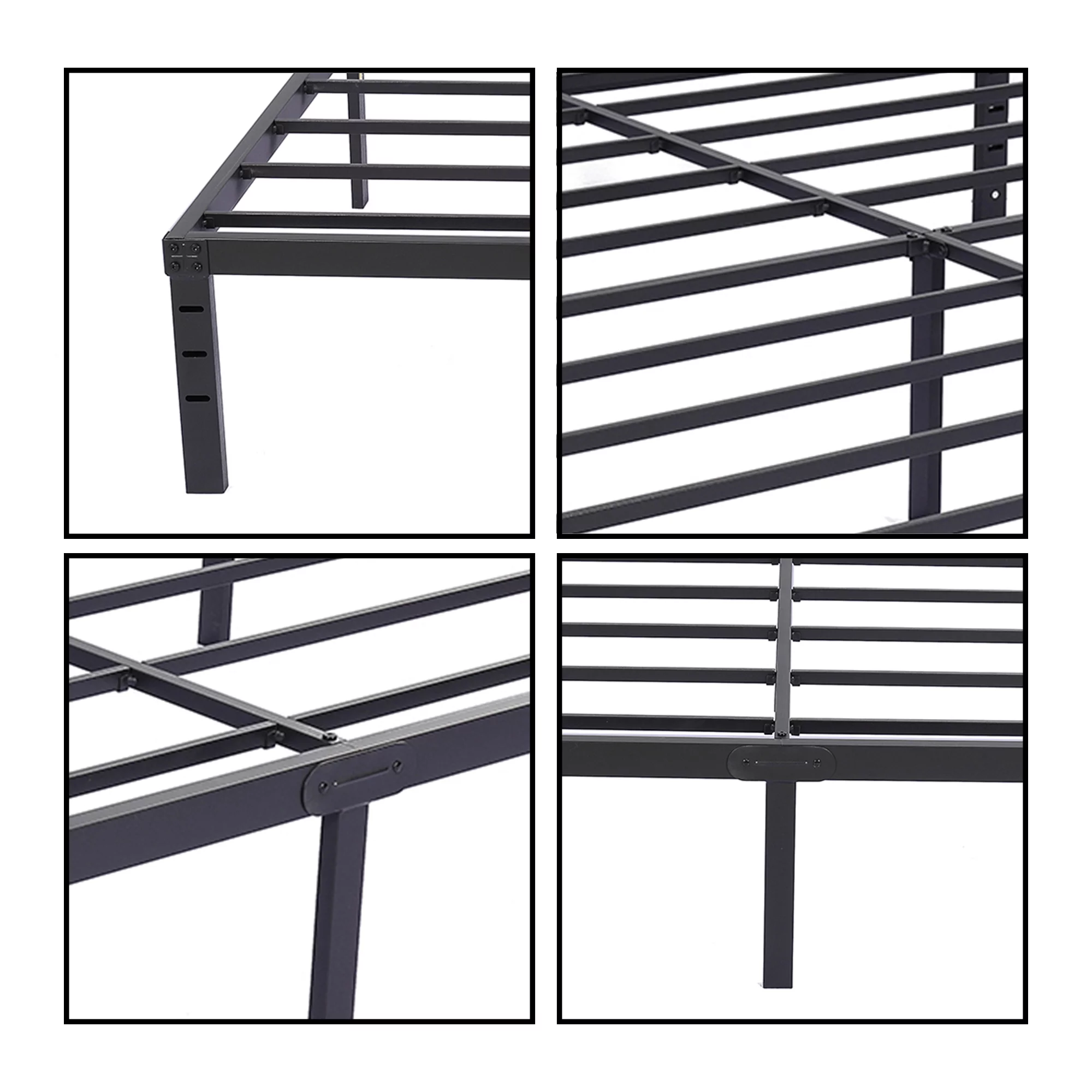 NNV 18" 3500 lbs Heavy Duty King Bed Frame, Duty Steel Slat Metal Bed Frame, Black