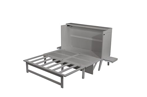 Queen Murphy Bed with Desk and Removable Shelves on Each Side, Murphy Bed Chest Murphy Bed Frame w/USB Port for Home Office, Studio or Guest Room